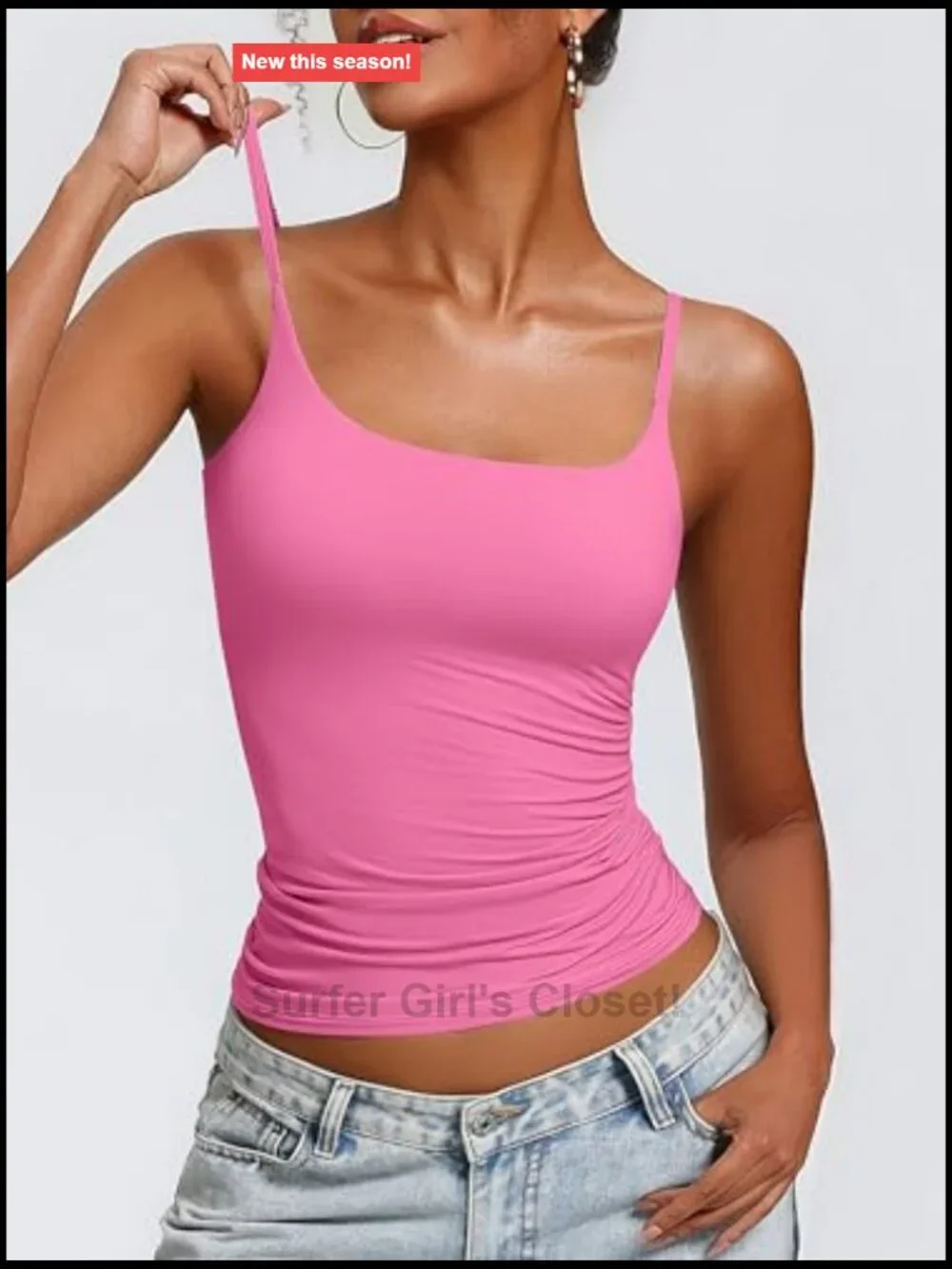 Padded Cami Tank with Built-In Bra, Double Lined, Spaghetti Strap